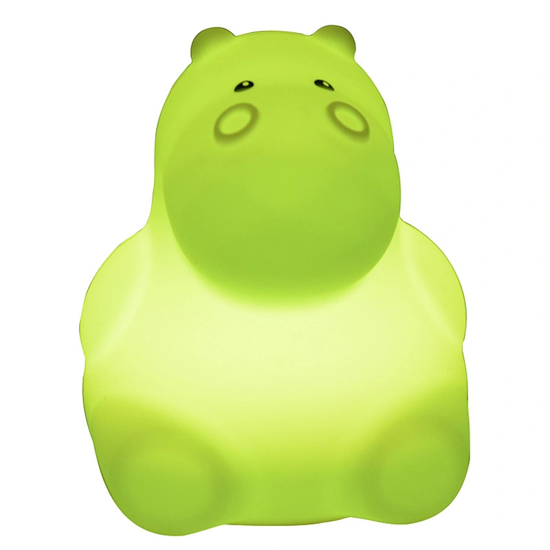 Colors Changing 3D LED RGB 9 Light  Kids Baby Silicone Hippo Shape Night Lights With USB Cable