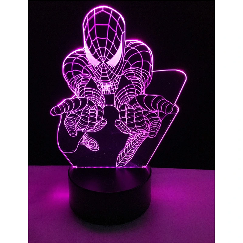 New arrive 3D Illusion effect spider man table lighting LED kids night lights with ABS base