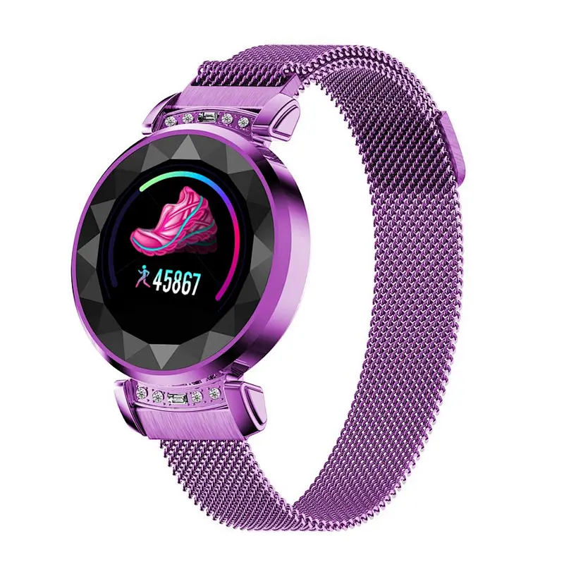 SL08 women smart watch crystal glass steel case multi sport tracker wristband sleeping monitor watch