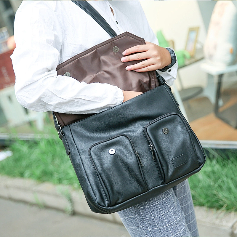 Small vintage pu messenger cell phone crossbody side cross bag for college men