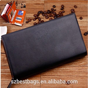 Gioss mens long genuine leather wallet bag zipper pocket