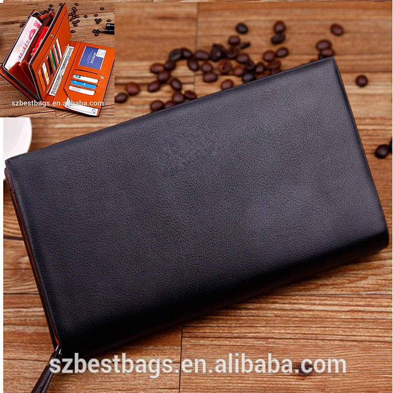 Gioss mens long genuine leather wallet bag zipper pocket