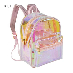 custom fashion school bag pvc hologram backpack