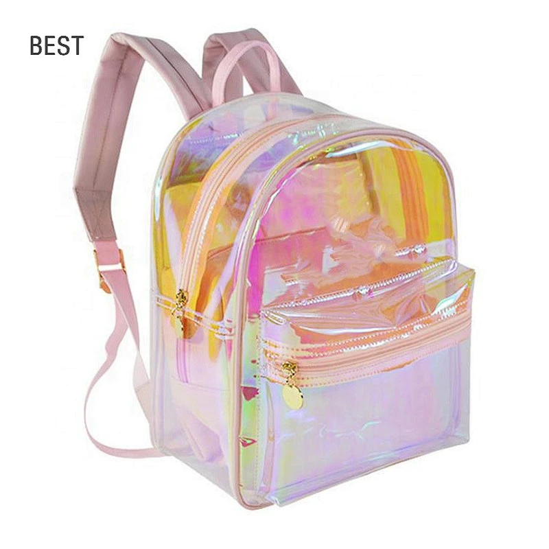 custom fashion school bag pvc hologram backpack