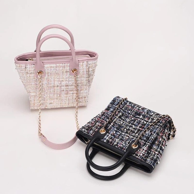 2019 New Style Lady's Woven Handbags Single Shoulder Chain Bag with Pearl
