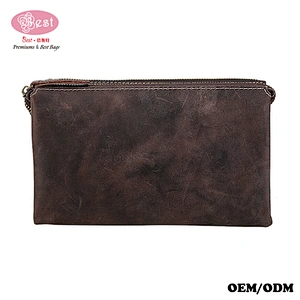 Multi-function Phone Bags Wallets Crazy Horse Leather Men's Clutch Bag