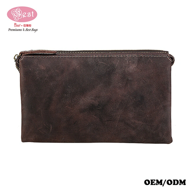 Multi-function Phone Bags Wallets Crazy Horse Leather Men's Clutch Bag