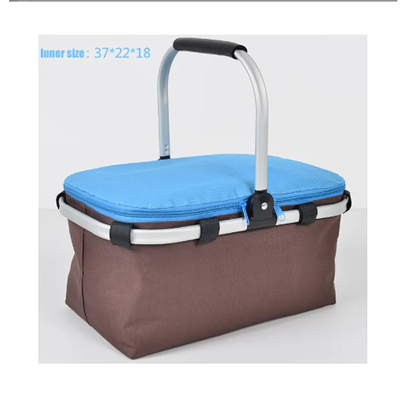 Custom cheap recyclable foldable insulated fabric picnic baskets for 2 person
