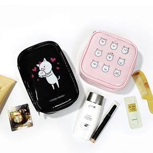 Custom small waterproof pink toiletry zipper cosmetic pouch makeup make up bag