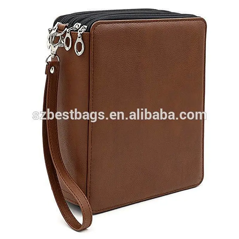 PU Leather Pencil Case Holder with Removal Handle Strap Pencil Box Large for Colored Pencils Watercolor Pencils