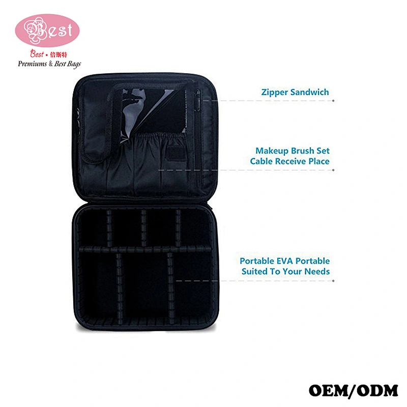 Cosmetic train case makeup cosmetics for luggage brushes slots