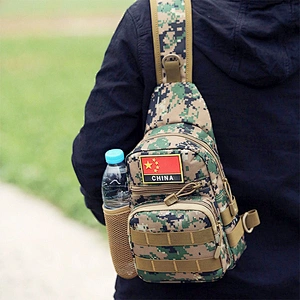 Custom waterproof military camouflage cross body messenger bag with bottle holder