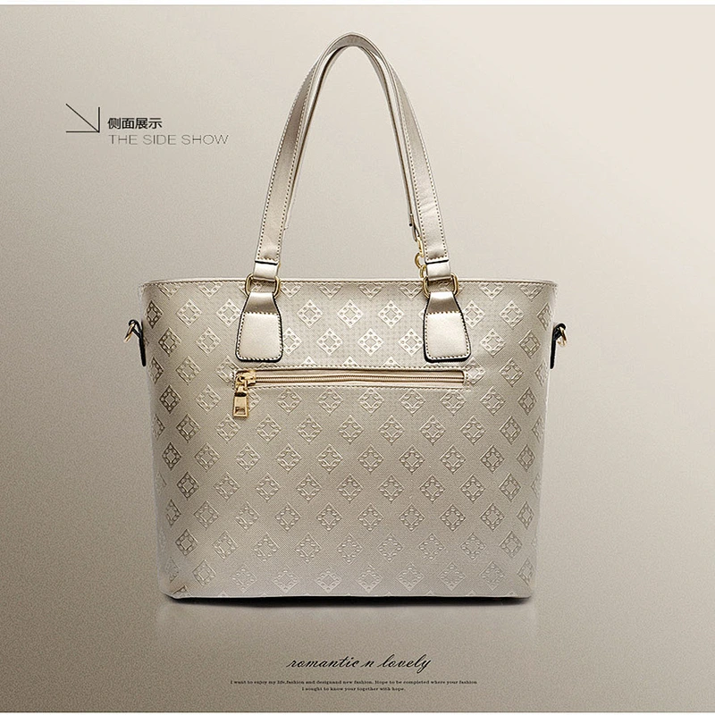Elegant simple embossed  rhombus six-piece bag with cross-body handbag for lady for shopping or daily use