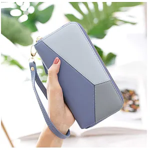 Cheap elegance waterproof printed wrist pu leather zipper phone wallet for girls
