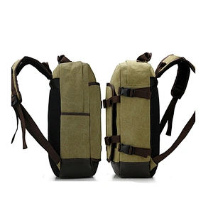 Customized Unisex Retro Casual Backpack Canvas School Backpack Leather Laptop Backpack
