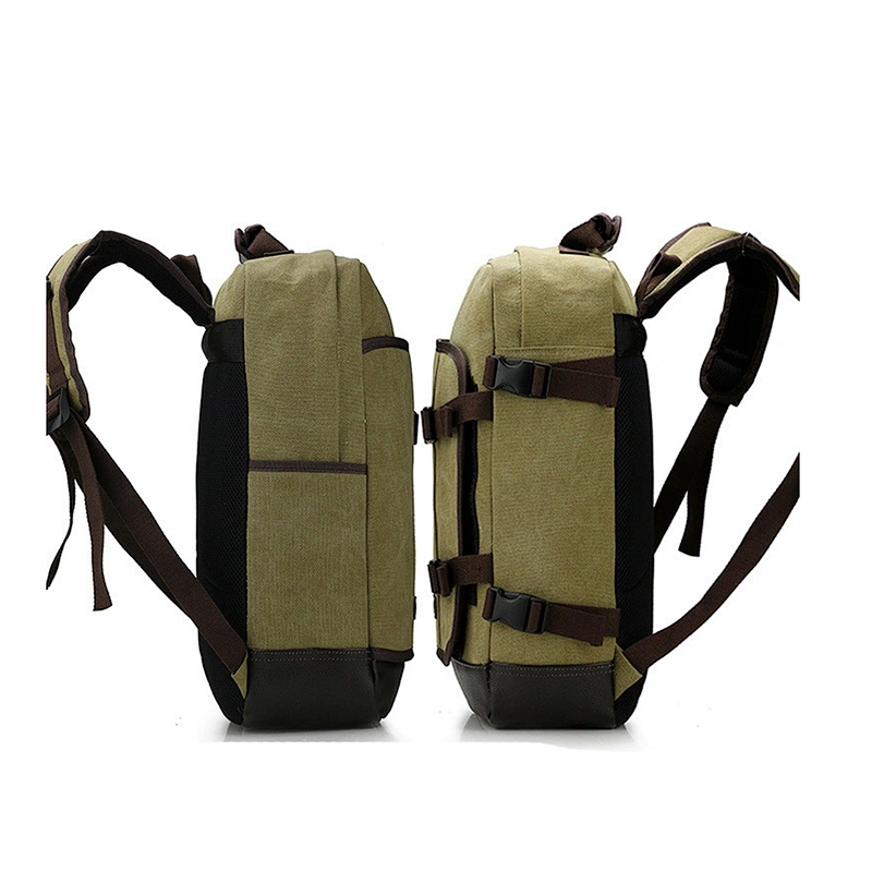 Customized Unisex Retro Casual Backpack Canvas School Backpack Leather Laptop Backpack