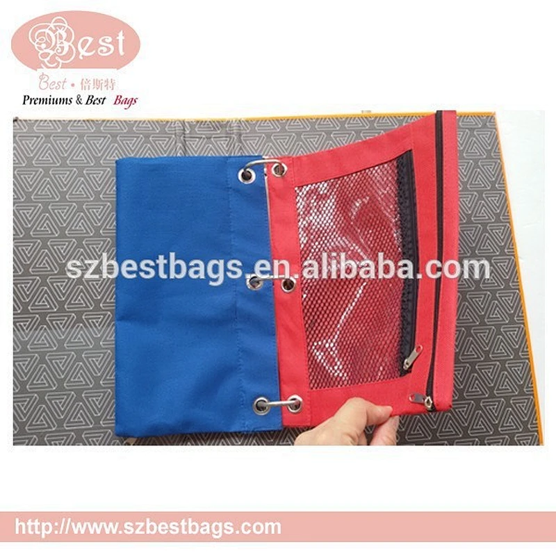 china supplier 3 ring mesh doucment pouch for file folder