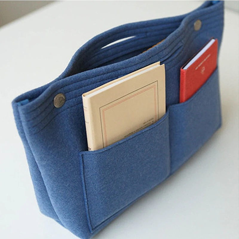 Multi Pocket Felt Cosmetic Bag Fashion Women Handbag Felt Purse Insert Organizer