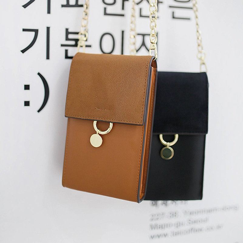 Mini PU fabric metal chain strap sling cellphone crossbody wallet bag for women