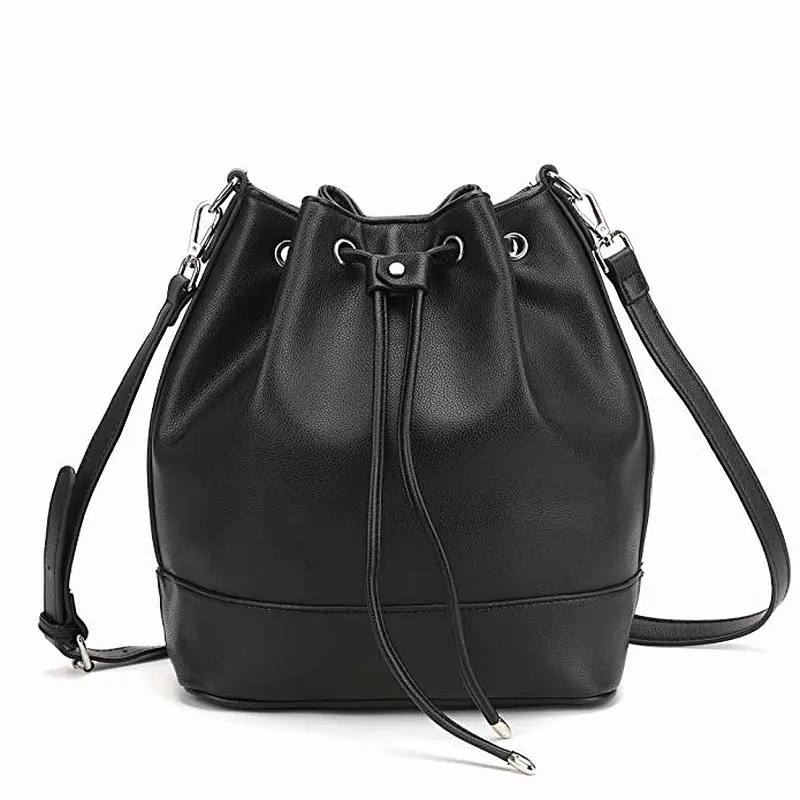 Elegant fashion customized Drawstring Bucket Bag for Women Crossbody Purse Shoulder Bag Suede Tote Handbags