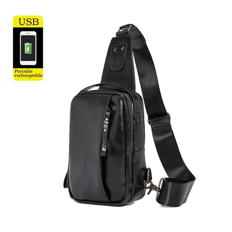 High Quality leisure business PU leather waterproof Single Shoulder Cross Body Bag chest bag for men