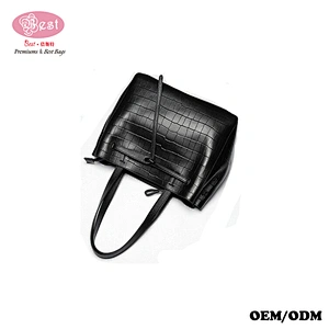 China Leather Handbag Manufacturer Embossed Real Leather Bucket Bag Women Hobo bag for Women