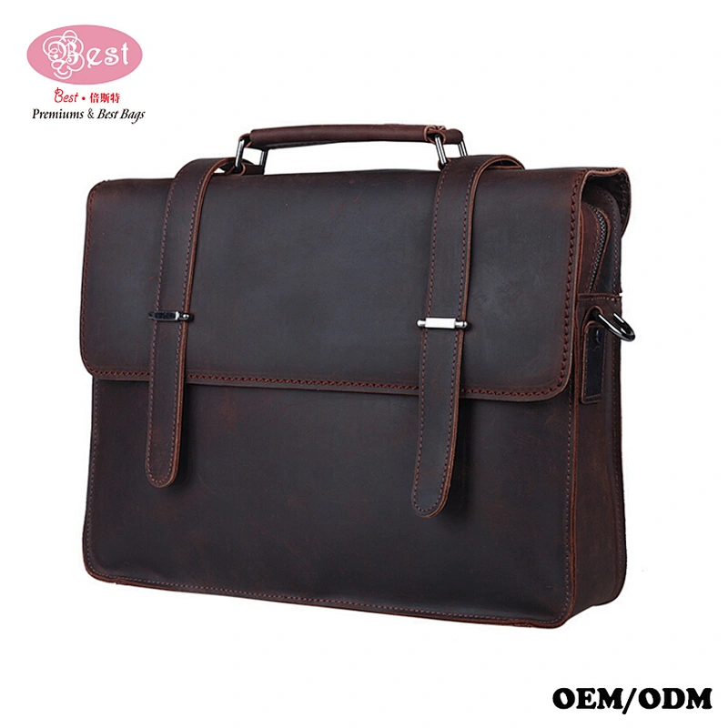 New Crazy Horse Leather Men's Shoulder Bag Business Briefcase Messenger Bag