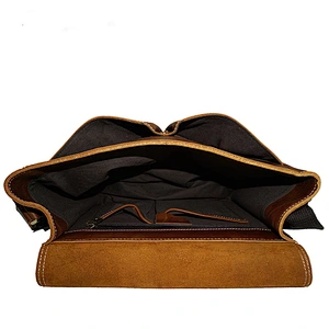 Mens Messenger Bag Waterproof Vintage Genuine Leather Waxed Canvas Briefcase Large Satchel Shoulder Bag