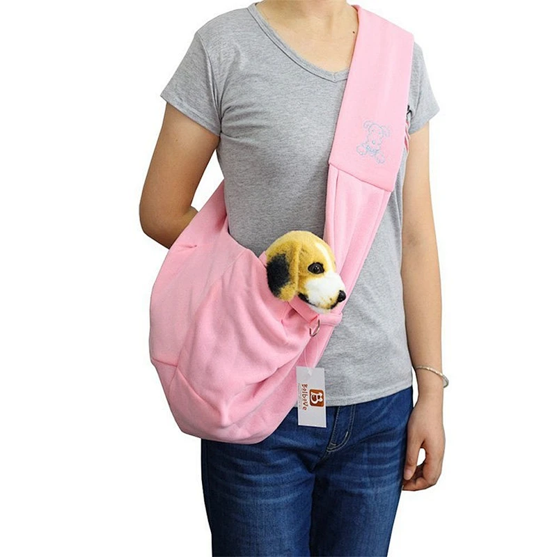 Hands-free small folding foldable reversible cotton pet sling carrier bag for dog