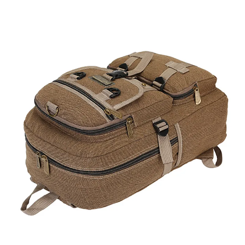 Vintage retro recycled handmade high quality custom black canvas rucksack backpacks