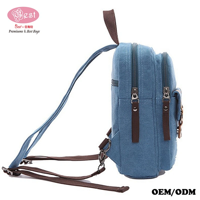 Small Cute School Daypack Vintage Casual Shoulder Bag Canvas Backpack
