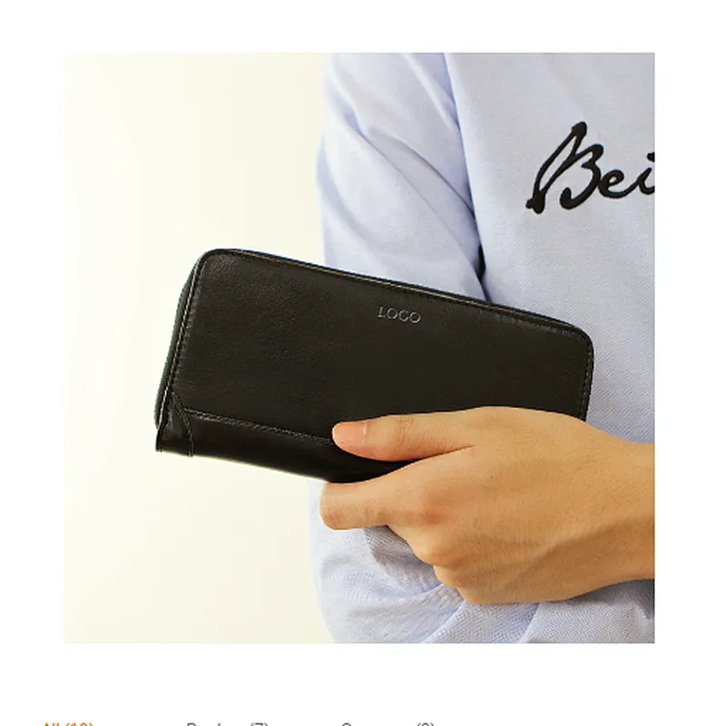 Wholesale oem new black high quality cell mobile phone zipper money wallet for men