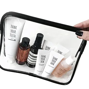 Customized clear pvc transparent toiletry makeup organizer make up purse bag set
