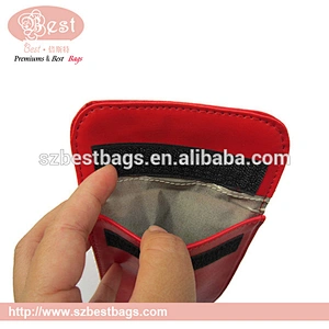 PU phone pouch with rfid blocking sleeve rfid reader