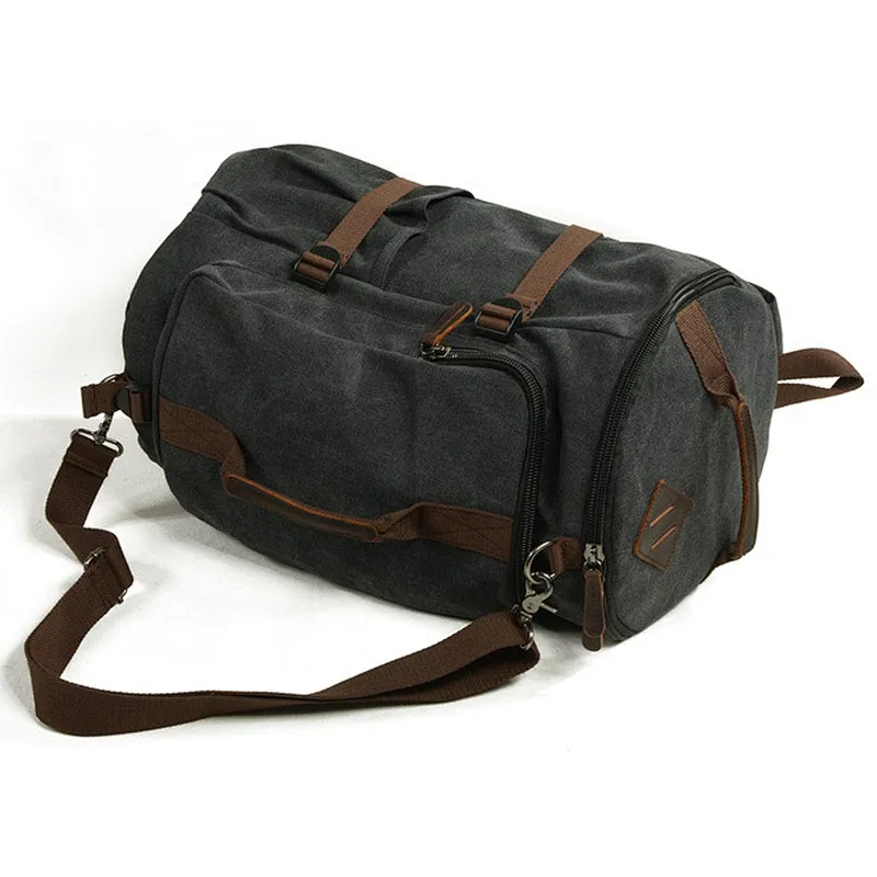 New casual shoulder bag unisex travel big backpack canvas leather crossbody bag