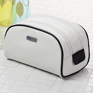 Korean luxury professional ladies black white pu leather cosmetic makeup bag