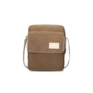Man's Portable Promotional Korean Style Brown Canvas Crossbody Bag