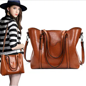 2019 good quality new fashion  plain vintage  PU handbag with large capability in stock