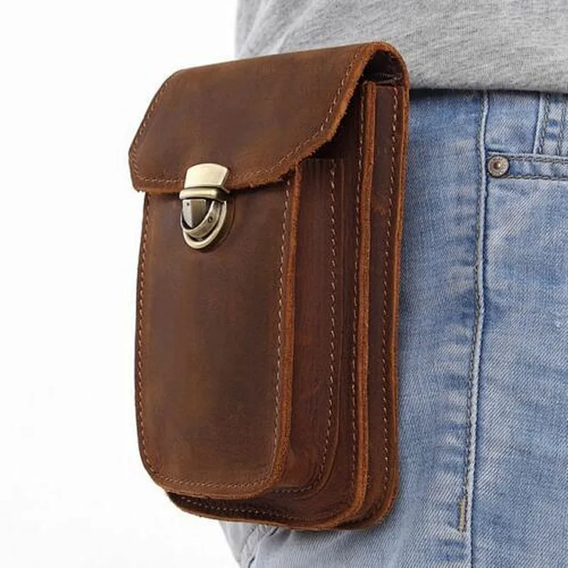 custom leather wallet Leather Wallet Multi-function Wearable Belt mobile Phone Bag
