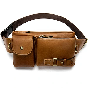 Men Leather Waist Belt Bum Bag Fanny Pack Hip Pouch Money Purse Travel Pocket wallet handbag