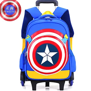 Trolley spiderman schoolbag trolley school bags for kids