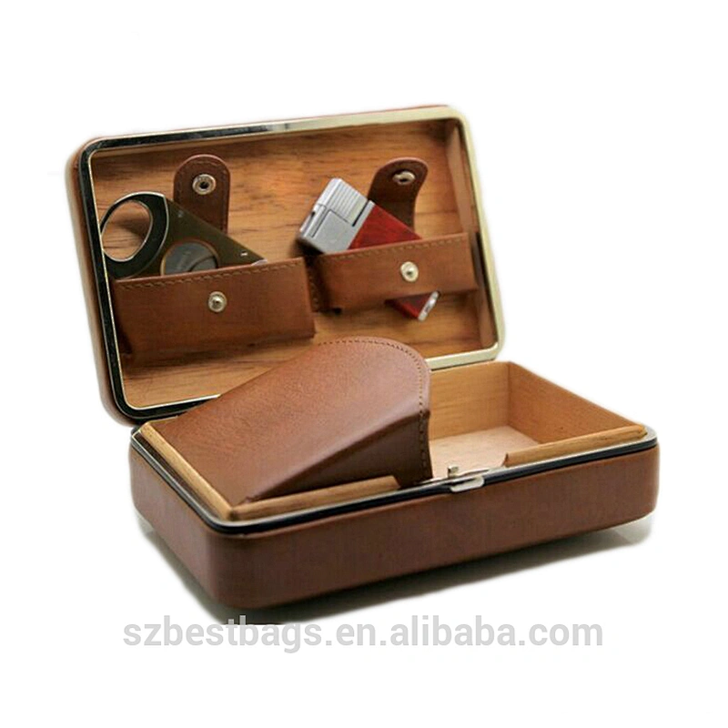 Factory Price Genuine Leather Cigar Case High Quality Cigar Humidor Cigar Box