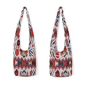 Fashion classic ramie cotton fabric printed cross shoulder bucket bag casual bag for women for shopping or travel