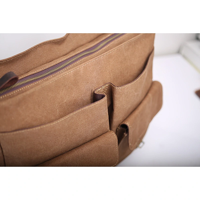 Men's Casual Wax Canvas Briefcase Messenger Bag Laptop Bag for 15 inch