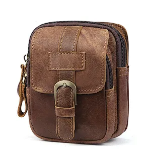 New Men Hip Bum Fanny Purse magnetic waist belt Small Genuine Leather Cell Phone Bag