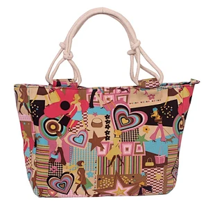 Full color printing fabric rope handle stripe canvas beach tote bags with custom printed logo