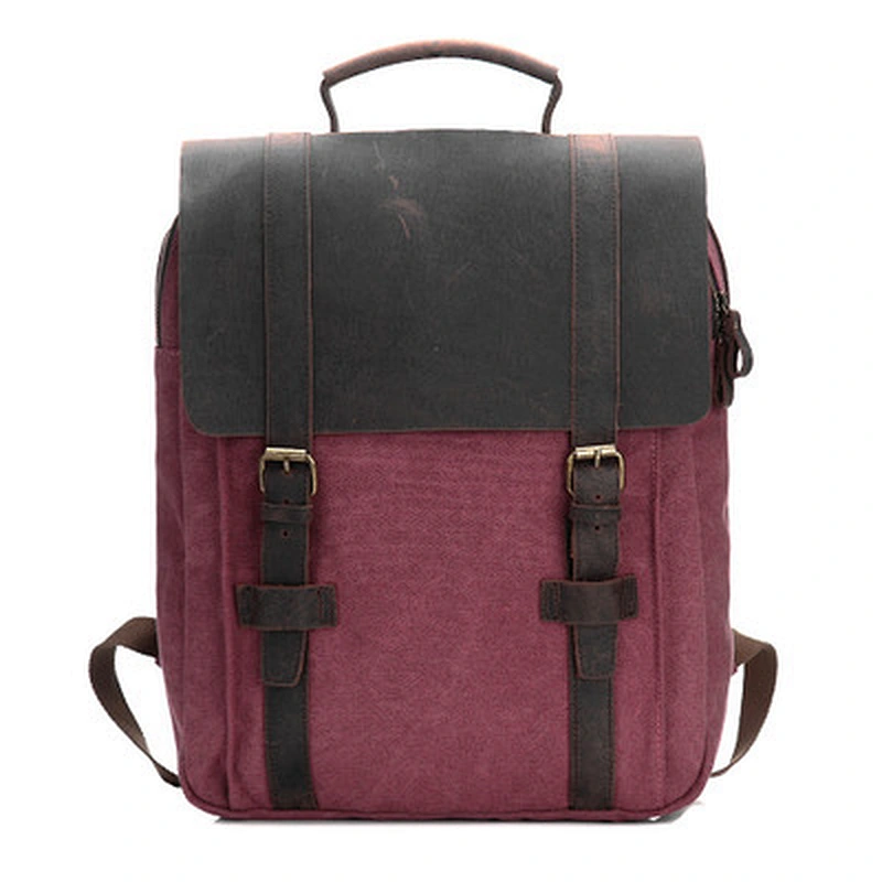 Vintage Canvas With Genuine Cow Leather Backpack Fashion Backpack For Men