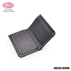 Custom Mens Slim Leather Wallet Tanned Folding Leather Coin Purse