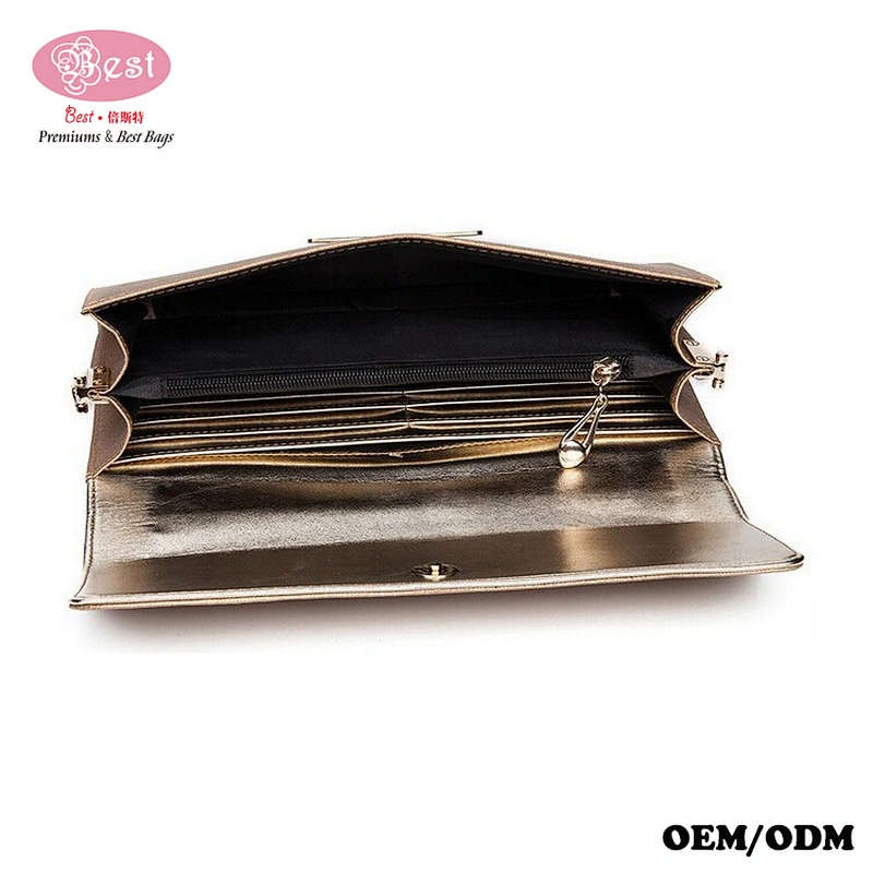 Drop Shipping Bling Saffiano Real Leather Clutch Purse Sparkling Long Chain Real Leather Evening Purse Handbags
