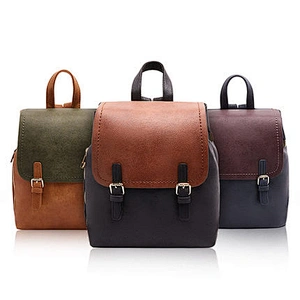 2019 Stylish School Bag PU Leather Ladies Vintage Backpack for Travel